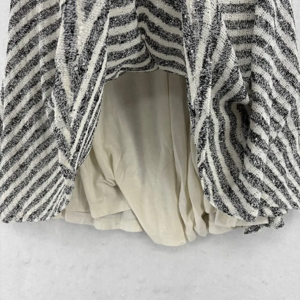 Free People Maverick Surplice Mini Dress Size‎ M Black Cream Striped Low V Neck